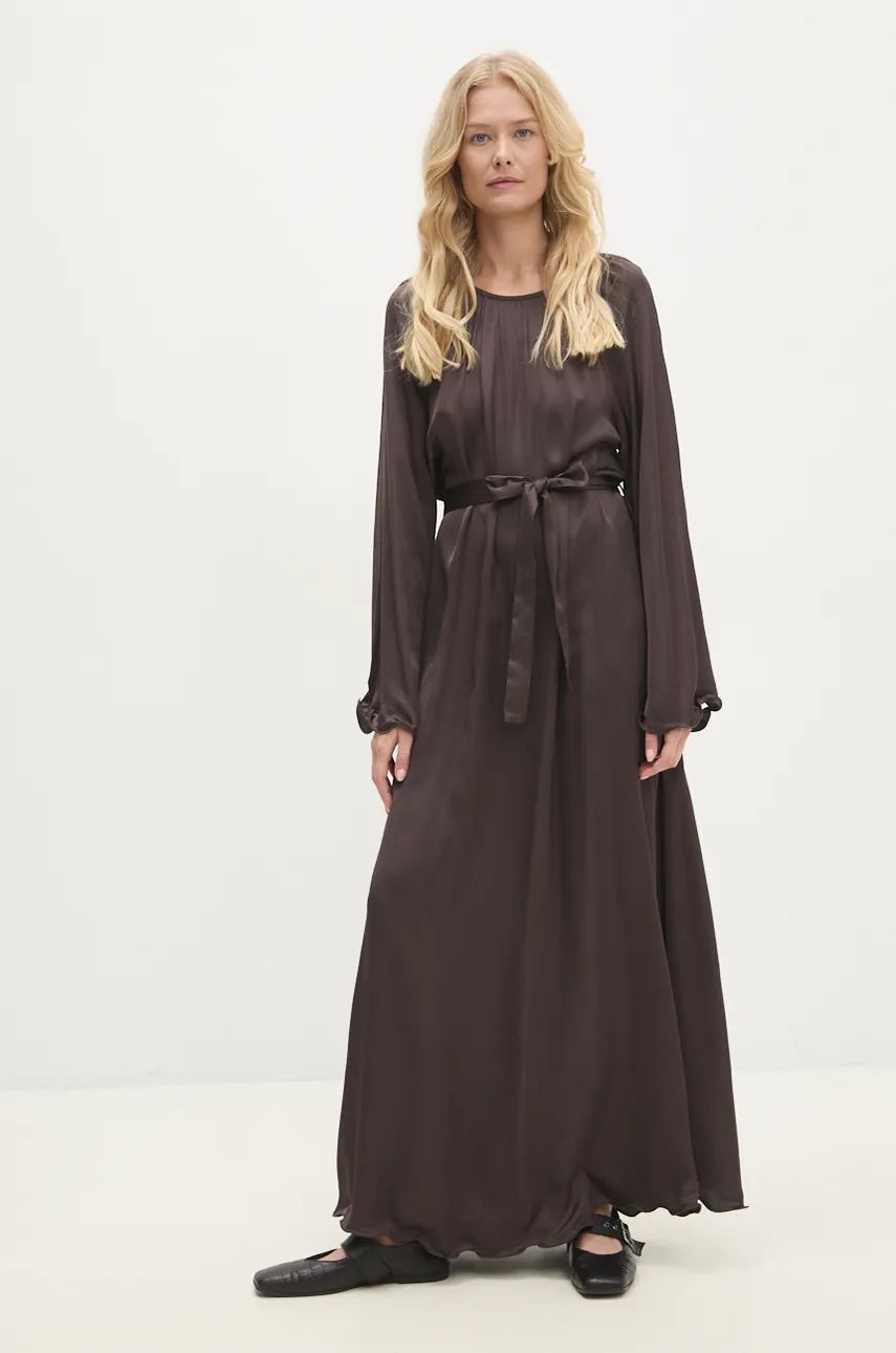 Answear Lab rochie culoarea maro, maxi, dreaptă
