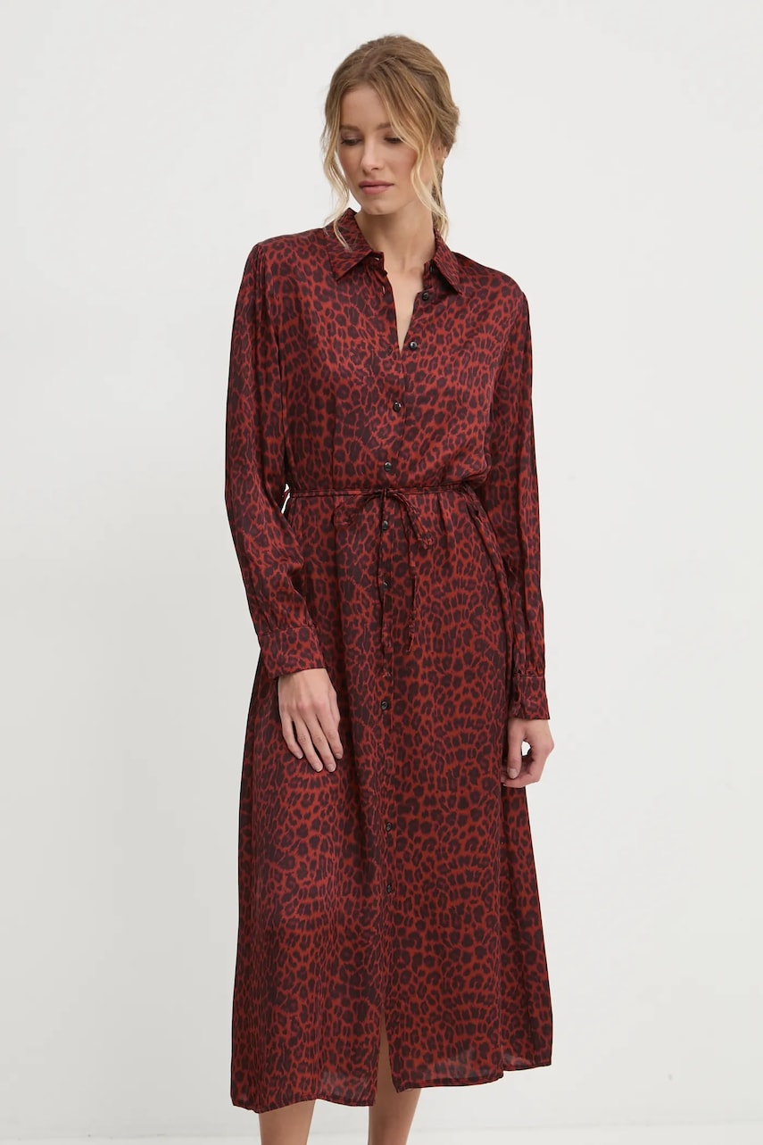 Answear Lab rochie culoarea rosu, maxi, evazată