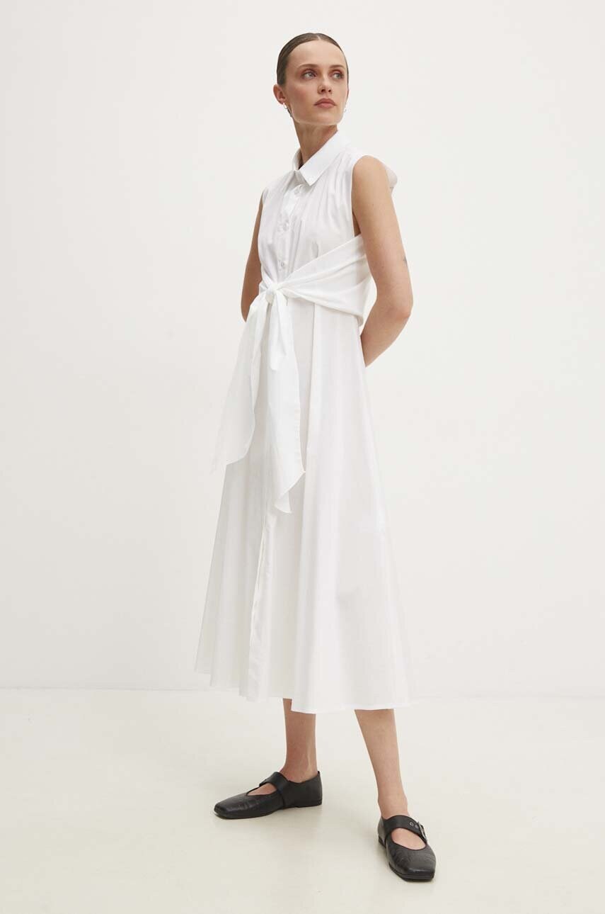 Answear Lab rochie culoarea alb, midi, evazată