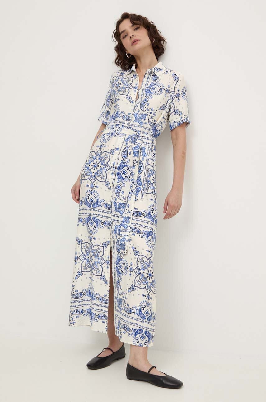 Answear Lab rochie culoarea alb, maxi, evazată