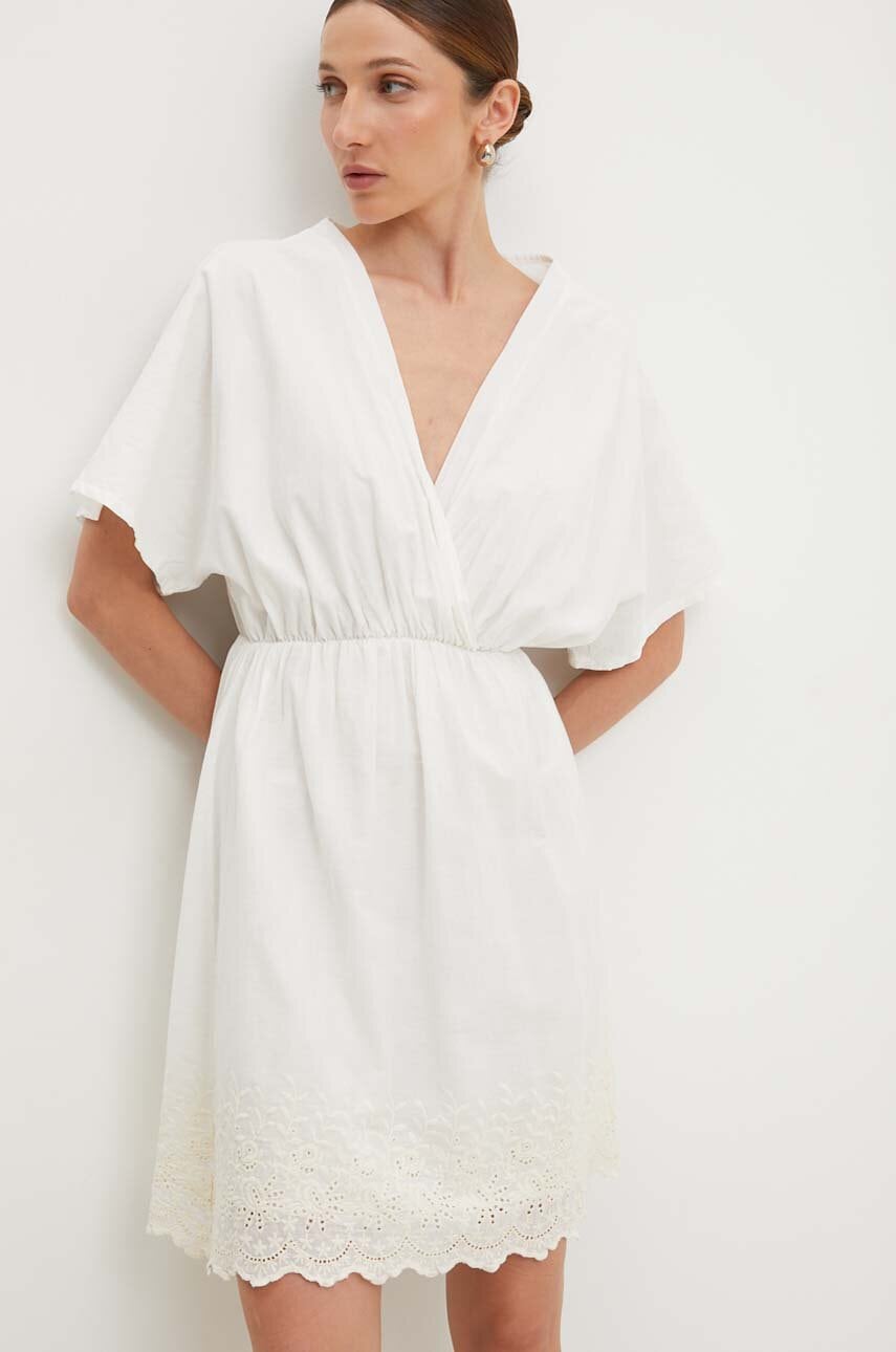 Answear Lab rochie din bumbac culoarea alb, mini, evazată