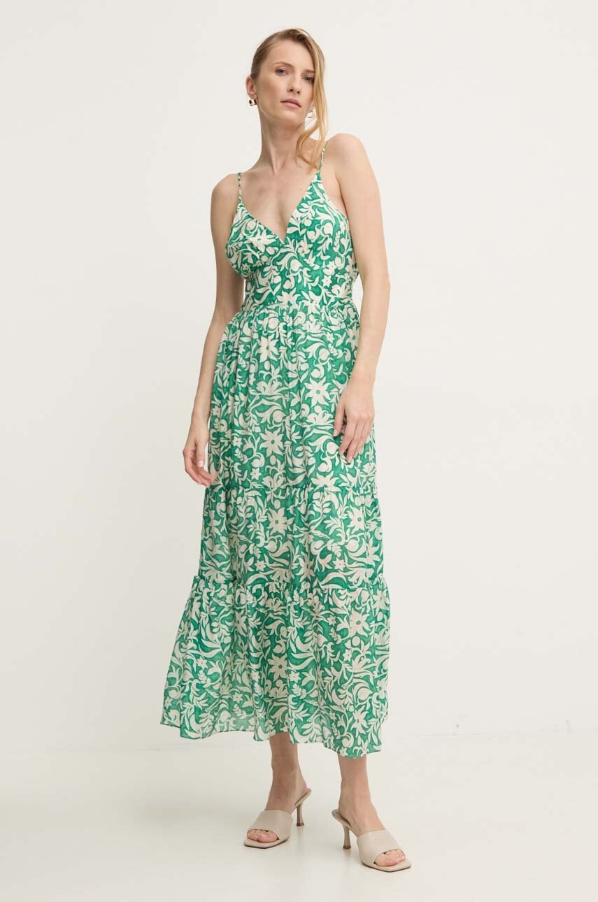 Answear Lab rochie culoarea verde, maxi, evazată