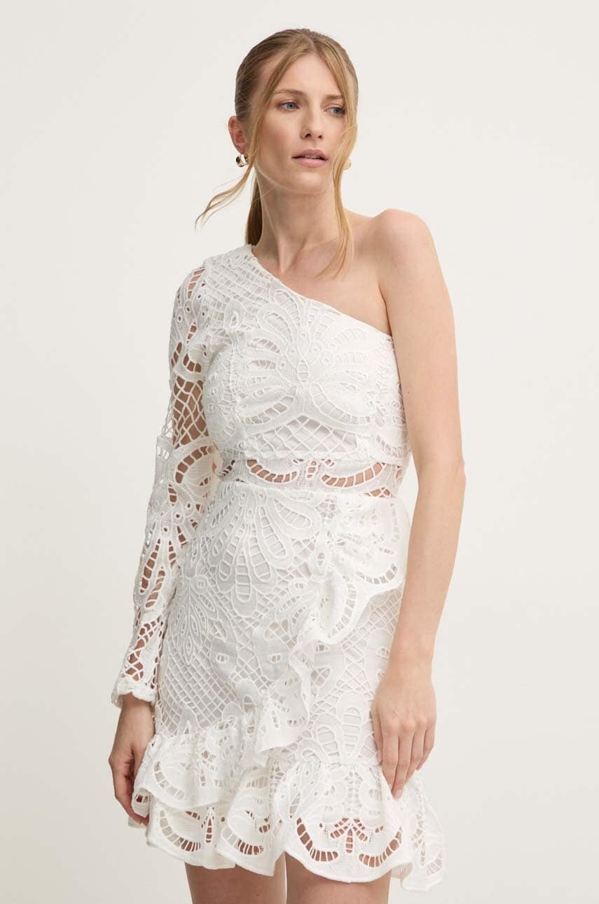Answear Lab rochie culoarea alb, mini, evazati Answear Lab rochie culoarea alb, mini, evazati