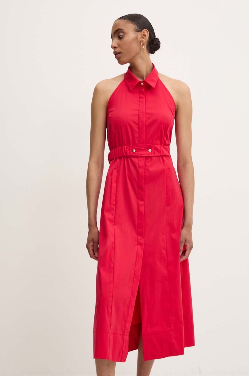 Answear Lab rochie culoarea rosu, midi, evazată