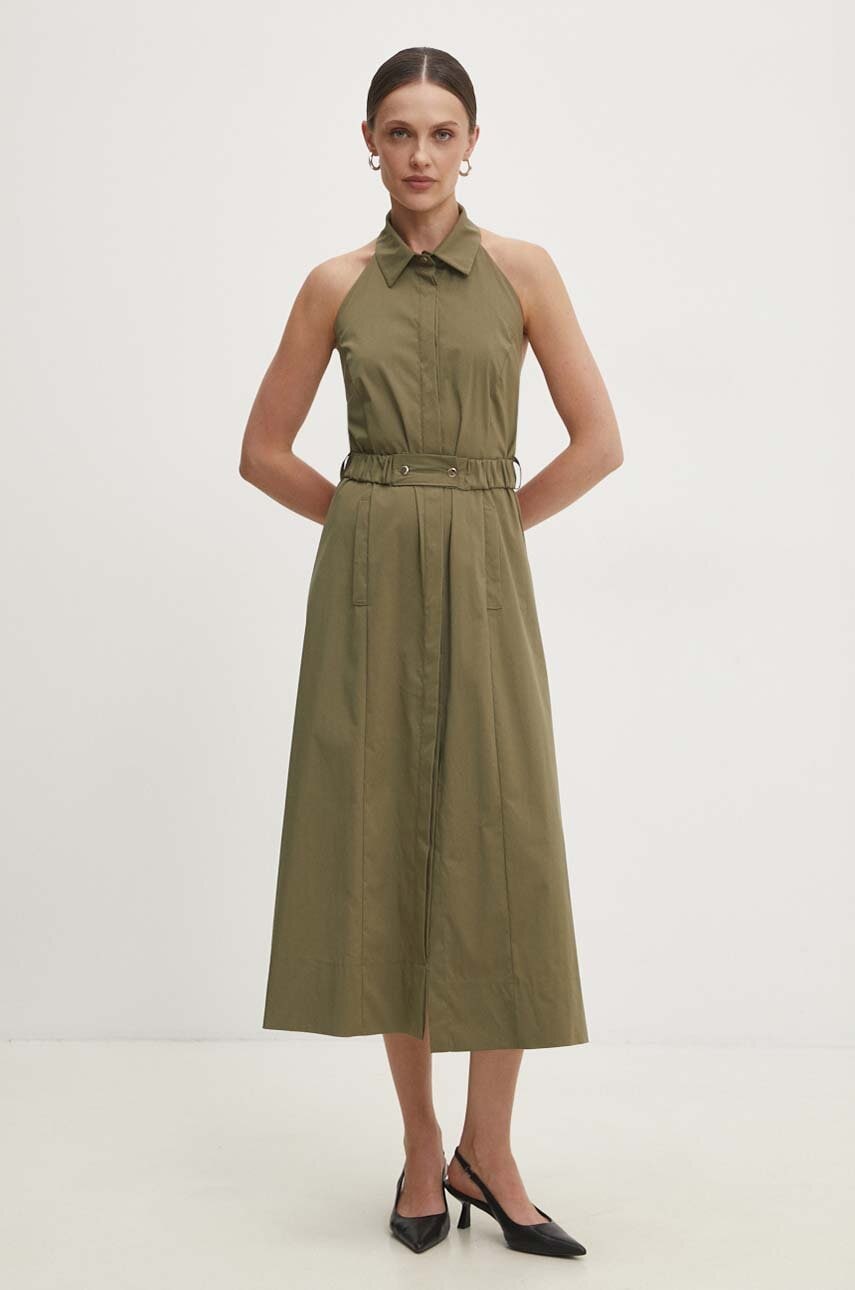 Answear Lab rochie culoarea verde, midi, evazată - 0 | YEO
