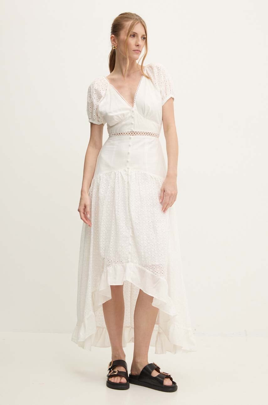 Answear Lab rochie din bumbac culoarea alb, maxi, evazati Answear Lab rochie din bumbac culoarea alb, maxi, evazati