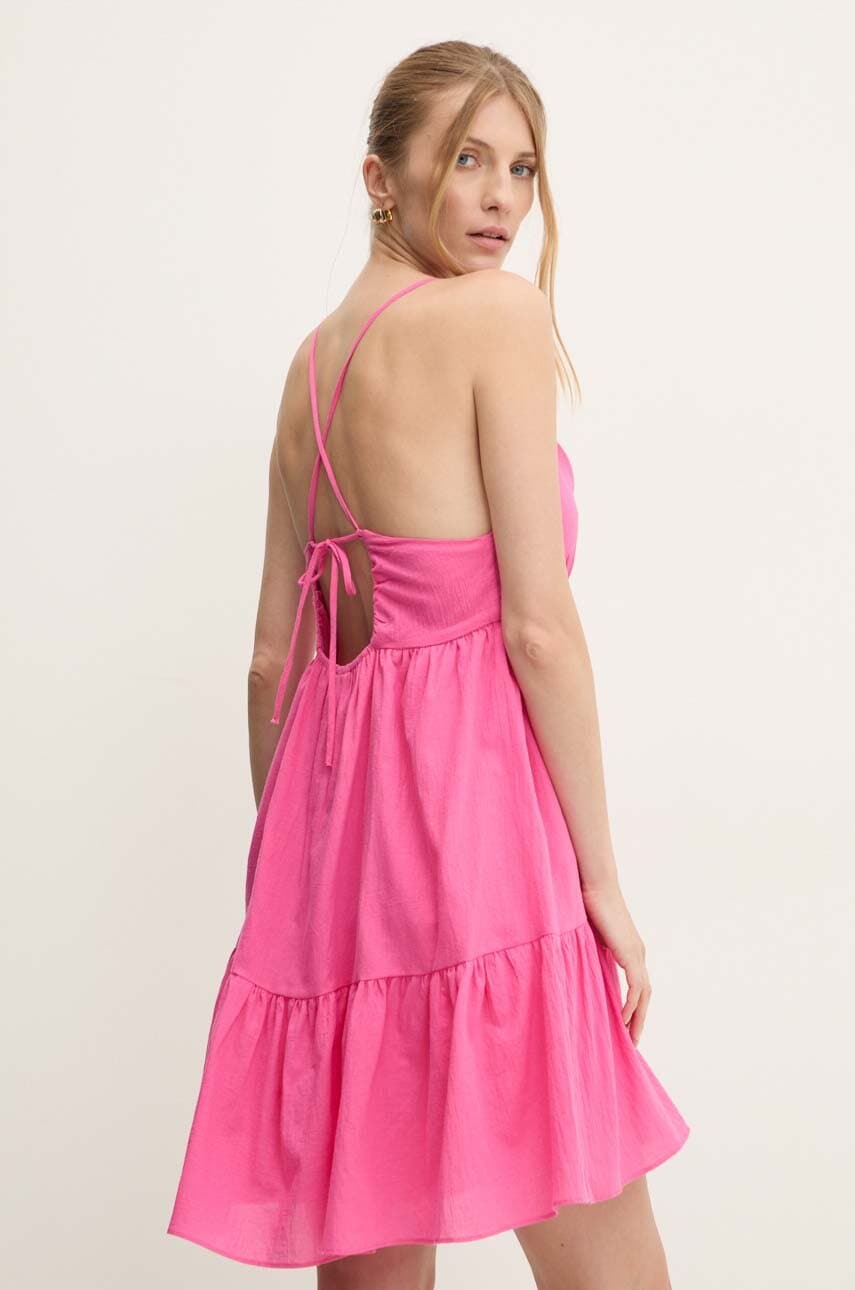 Answear Lab rochie din bumbac culoarea roz, mini, evazati Answear Lab rochie din bumbac culoarea roz, mini, evazati
