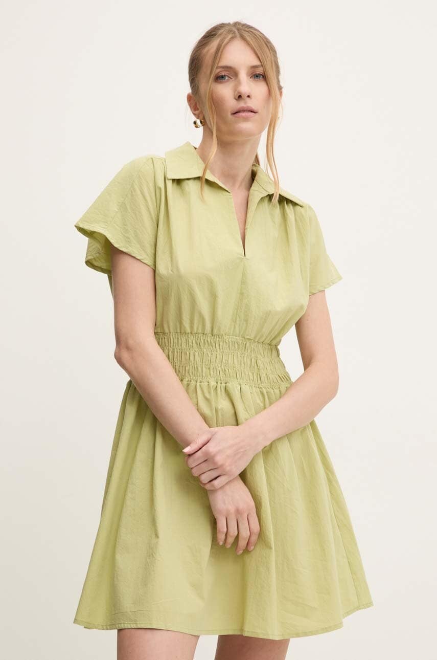 Answear Lab rochie din bumbac culoarea verde, mini, evazati Answear Lab rochie din bumbac culoarea verde, mini, evazati