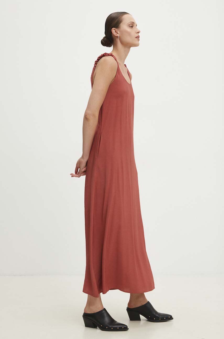 Answear Lab rochie culoarea rosu, maxi, evazată