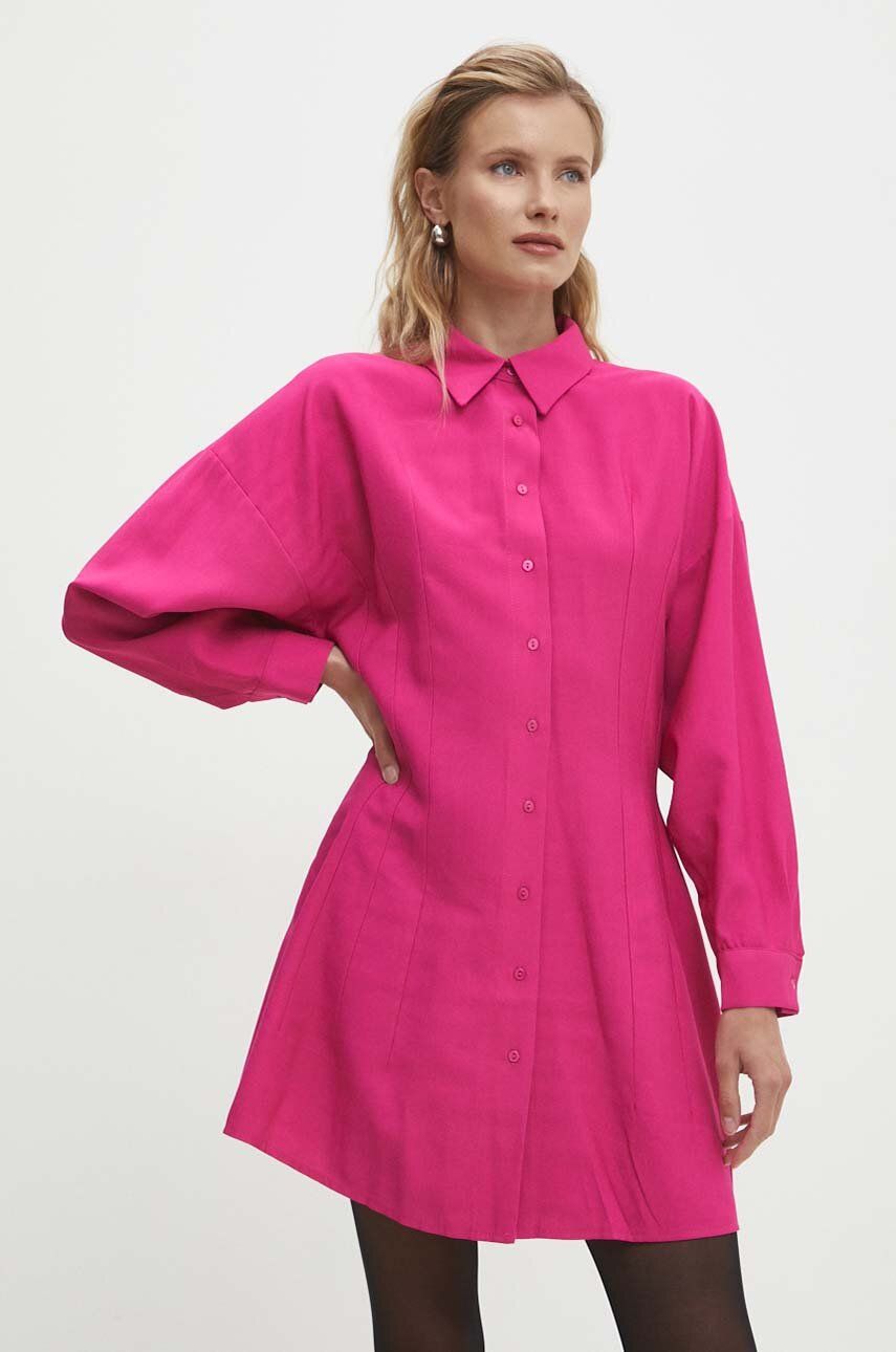 Answear Lab rochie culoarea roz, mini, evazată Answear Lab rochie culoarea roz, mini, evazată