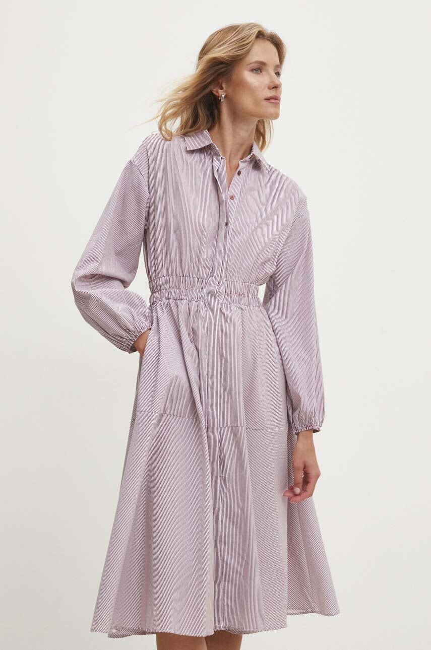 Answear Lab rochie din bumbac culoarea rosu, maxi, evazati Answear Lab rochie din bumbac culoarea rosu, maxi, evazati