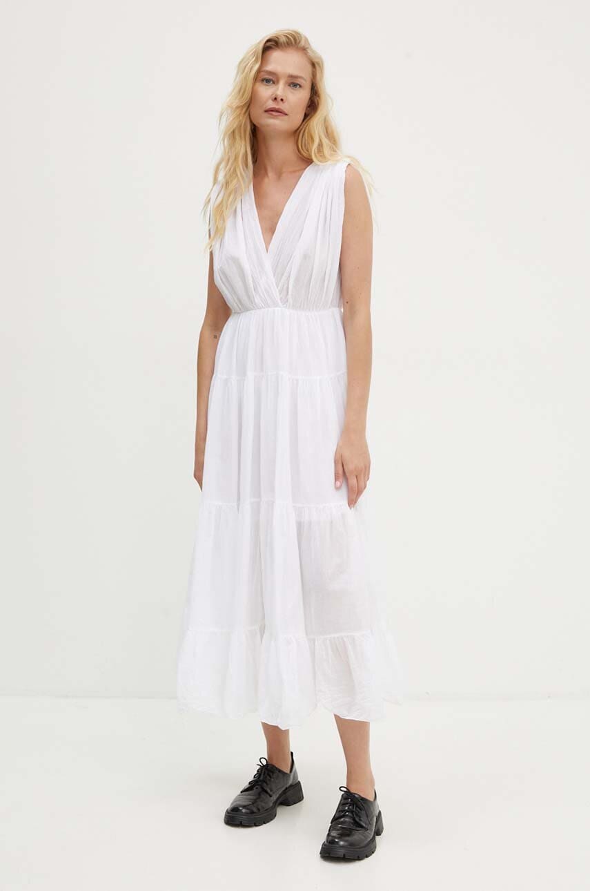 Answear Lab rochie din bumbac culoarea alb, maxi, evazati Answear Lab rochie din bumbac culoarea alb, maxi, evazati
