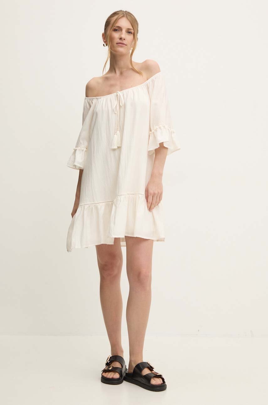 Answear Lab rochie din bumbac culoarea bej, mini, evazată