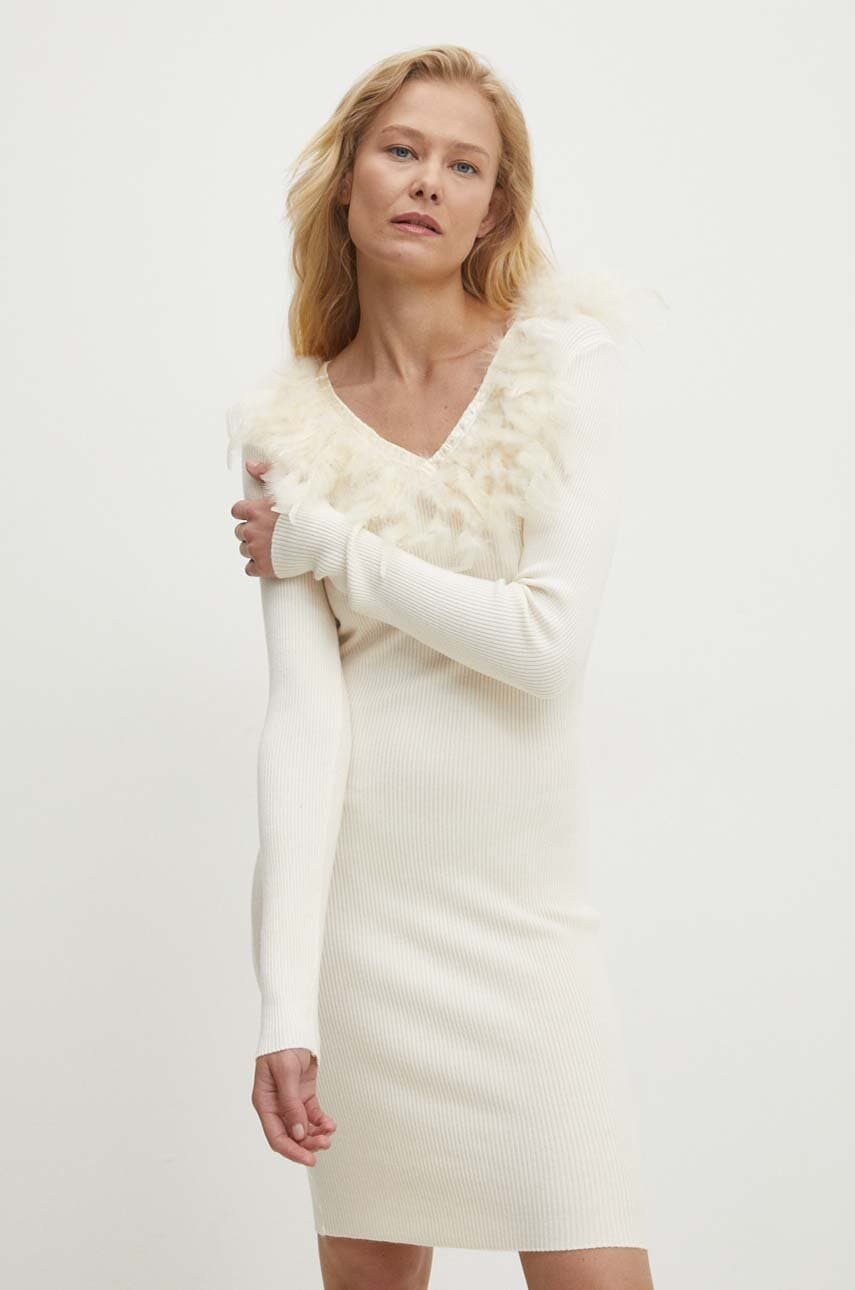 Answear Lab rochie culoarea bej, mini, mulată