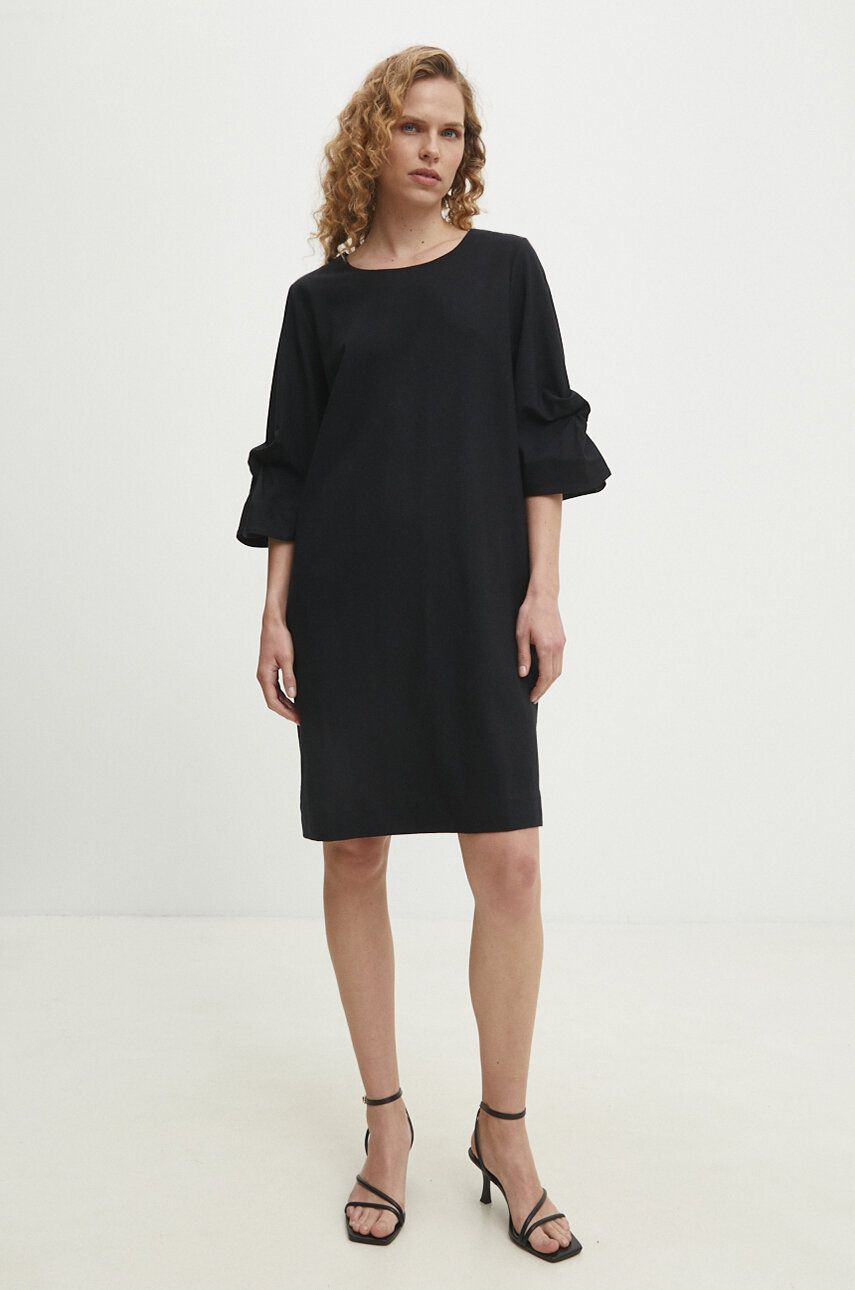 Answear Lab rochie din lana culoarea negru, mini, drept