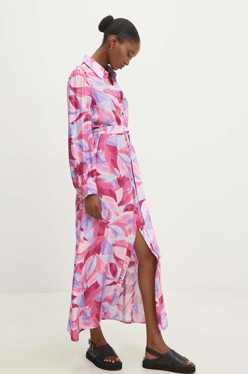 Answear Lab rochie culoarea roz, maxi, evazată