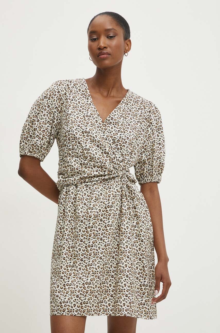 Answear Lab rochie din bumbac culoarea bej, mini, evazati
