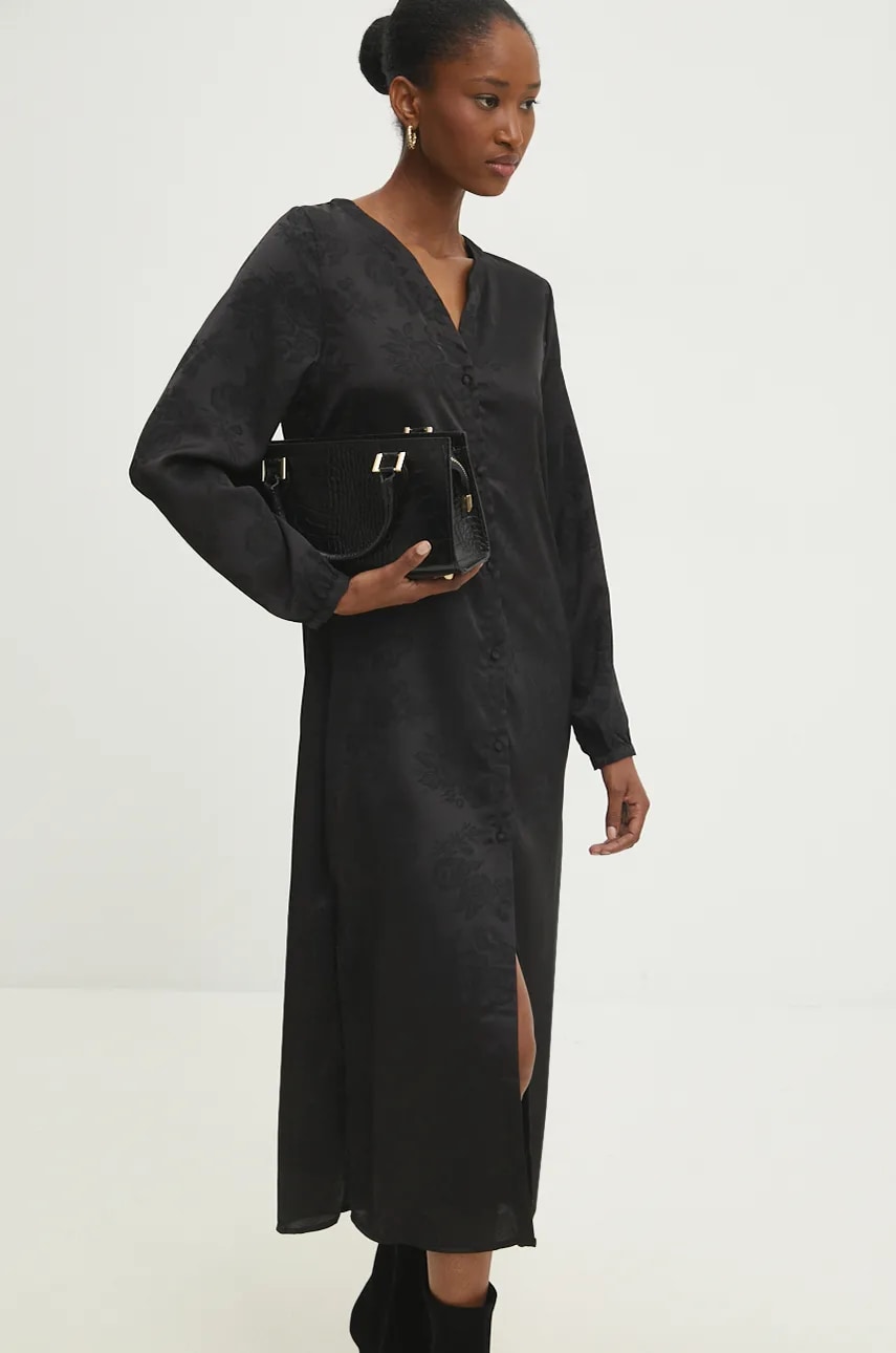 Answear Lab rochie culoarea negru, midi, drept Answear Lab rochie culoarea negru, midi, drept