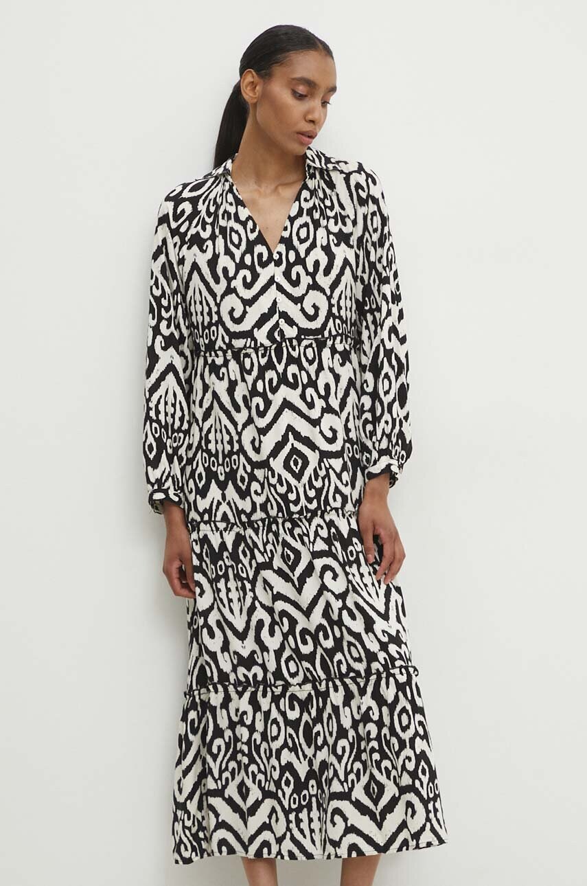 Answear Lab rochie culoarea negru, midi, evazati