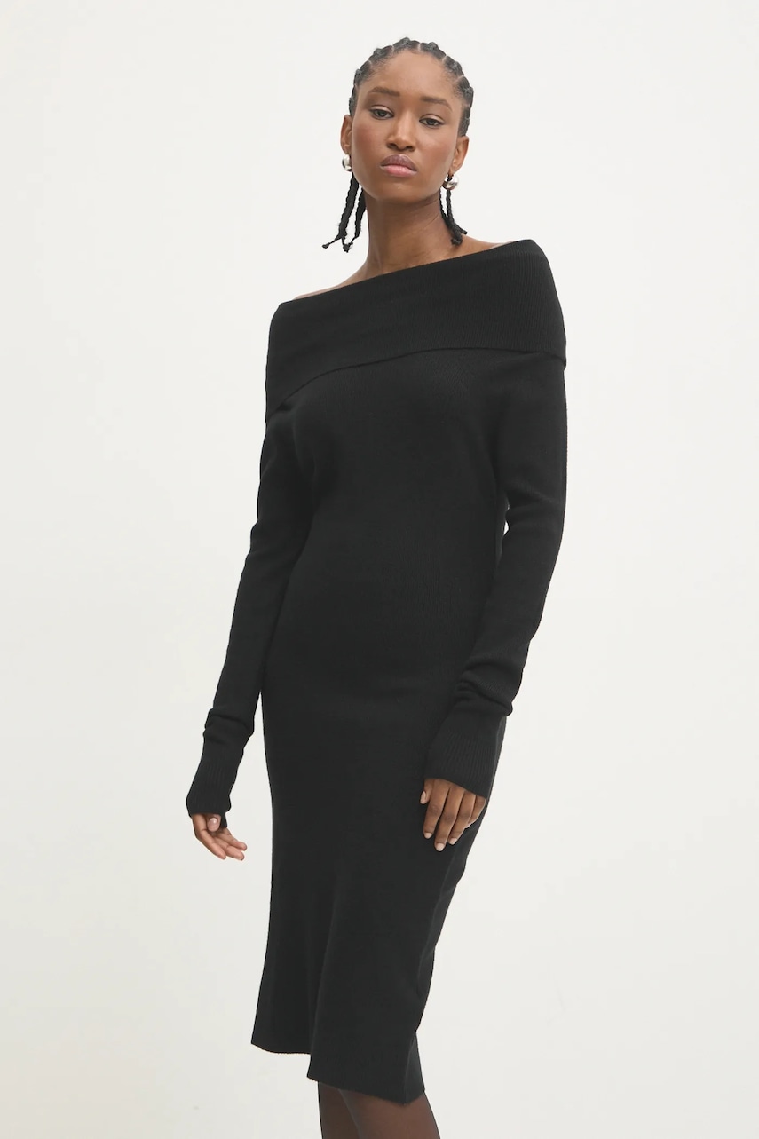 Answear Lab rochie culoarea negru, midi, mulată