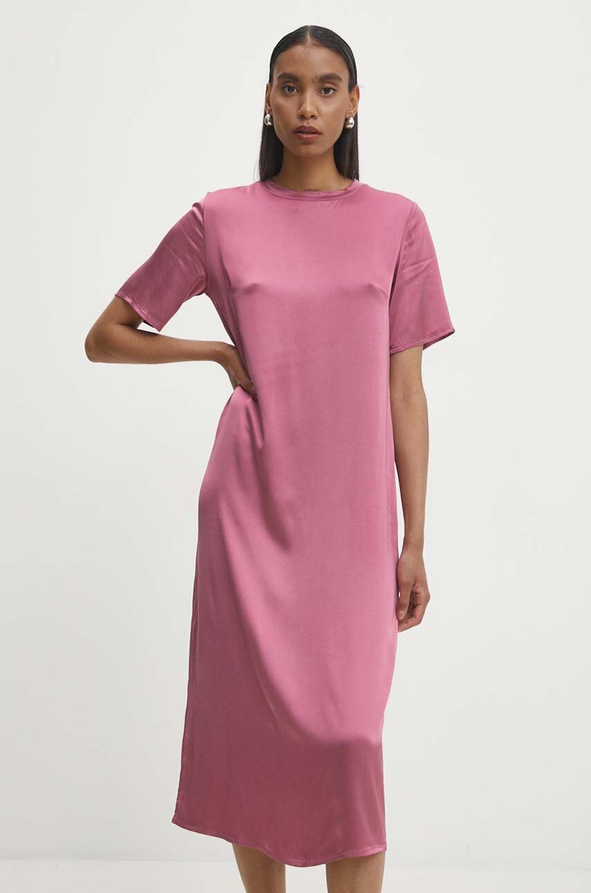 Answear Lab rochie culoarea roz, midi, dreaptă