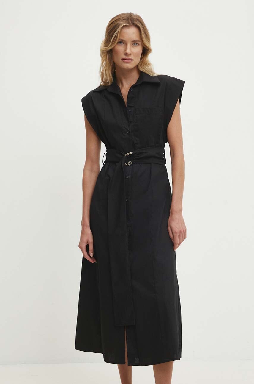 Answear Lab rochie din bumbac culoarea negru, maxi, evazati Answear Lab rochie din bumbac culoarea negru, maxi, evazati