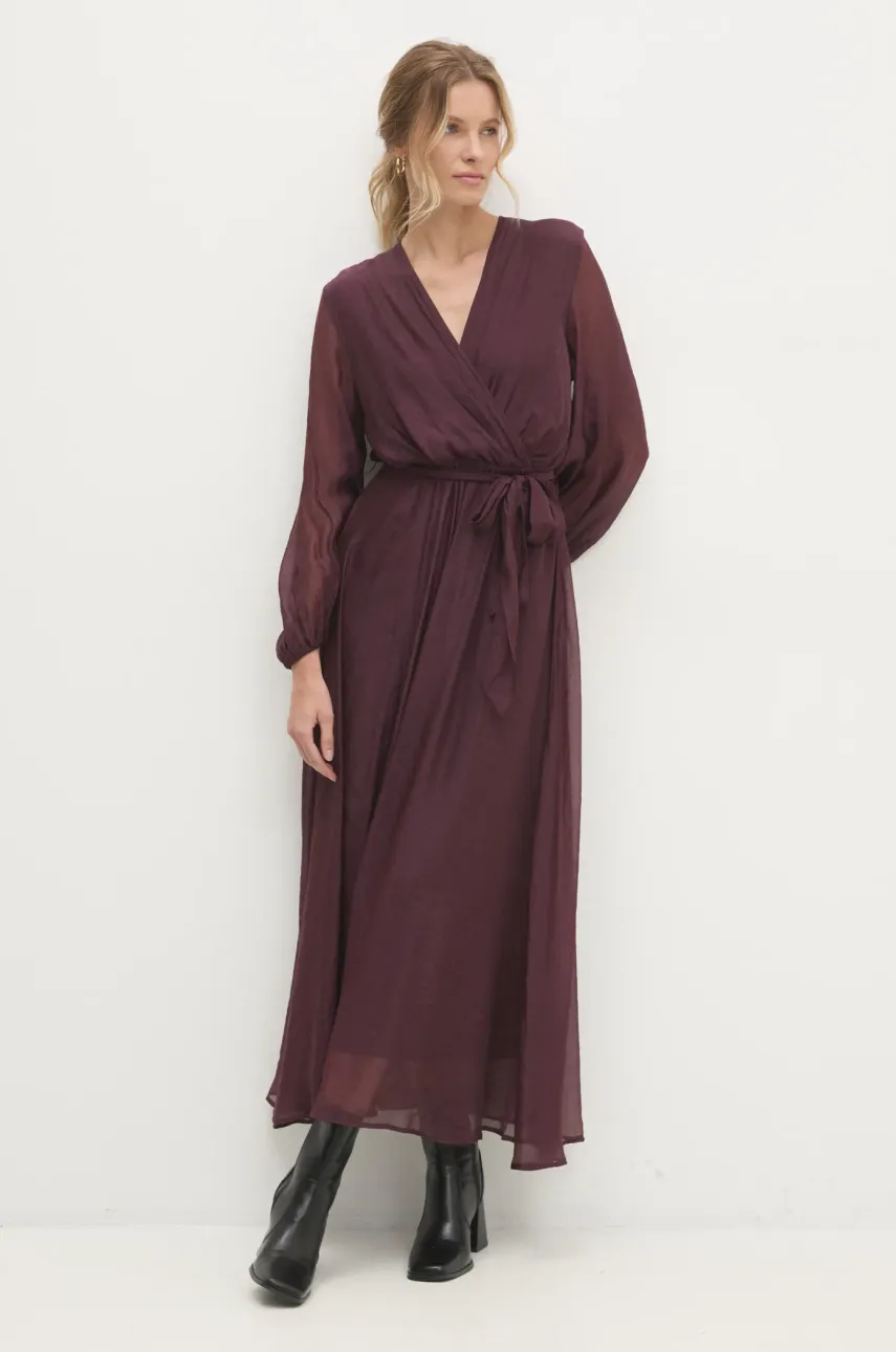 Answear Lab rochie culoarea bordo, maxi, evazată