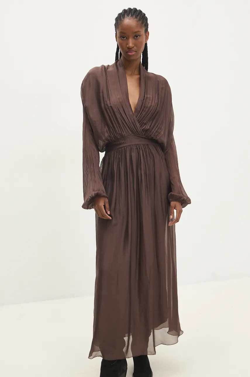 Answear Lab rochie culoarea maro, maxi, drept
