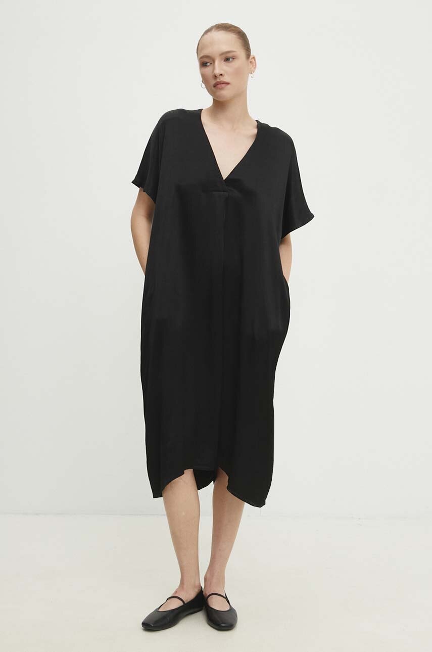 Answear Lab rochie culoarea negru, midi, drept Answear Lab rochie culoarea negru, midi, drept
