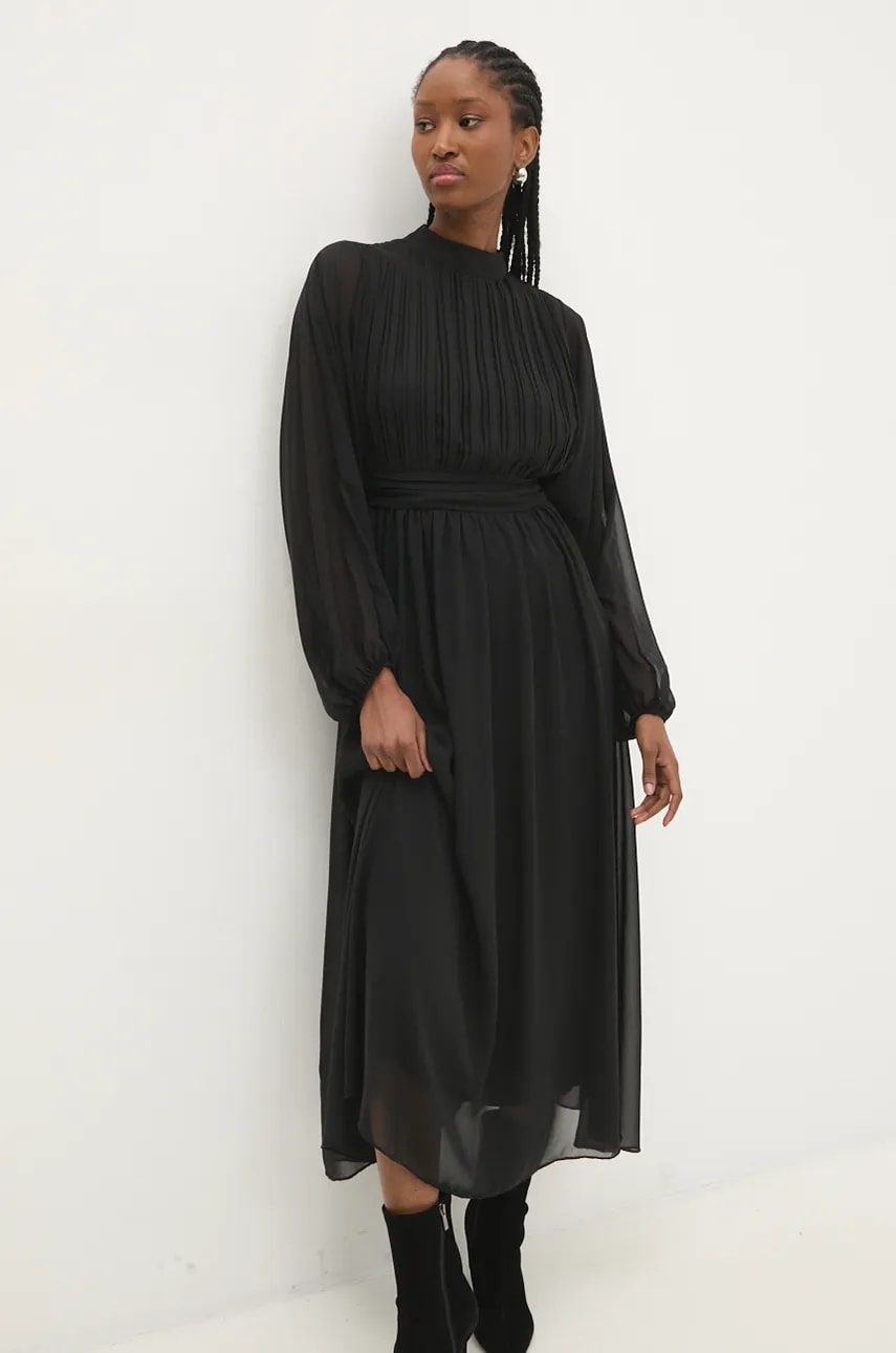 Answear Lab rochie culoarea negru, midi, evazată
