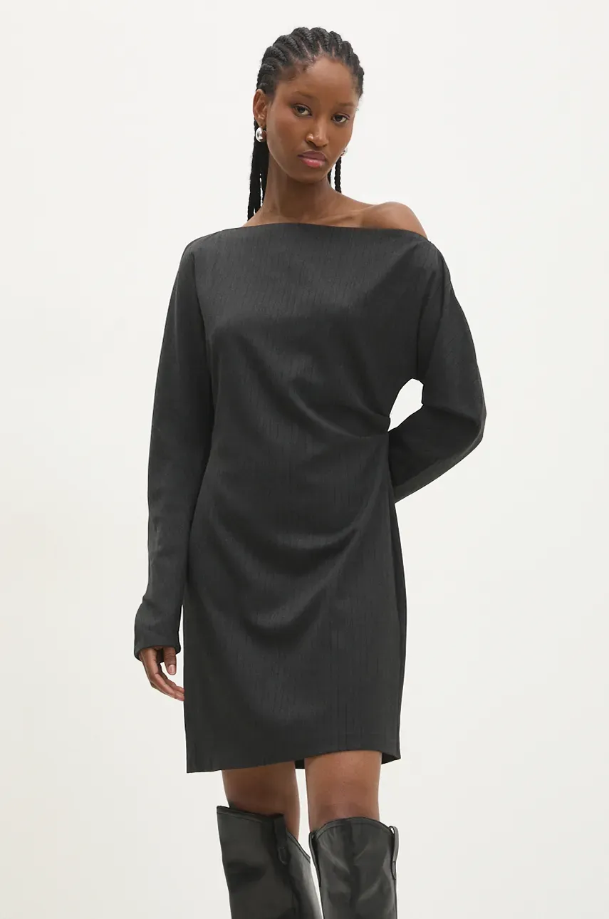 Answear Lab rochie culoarea gri, mini, evazată