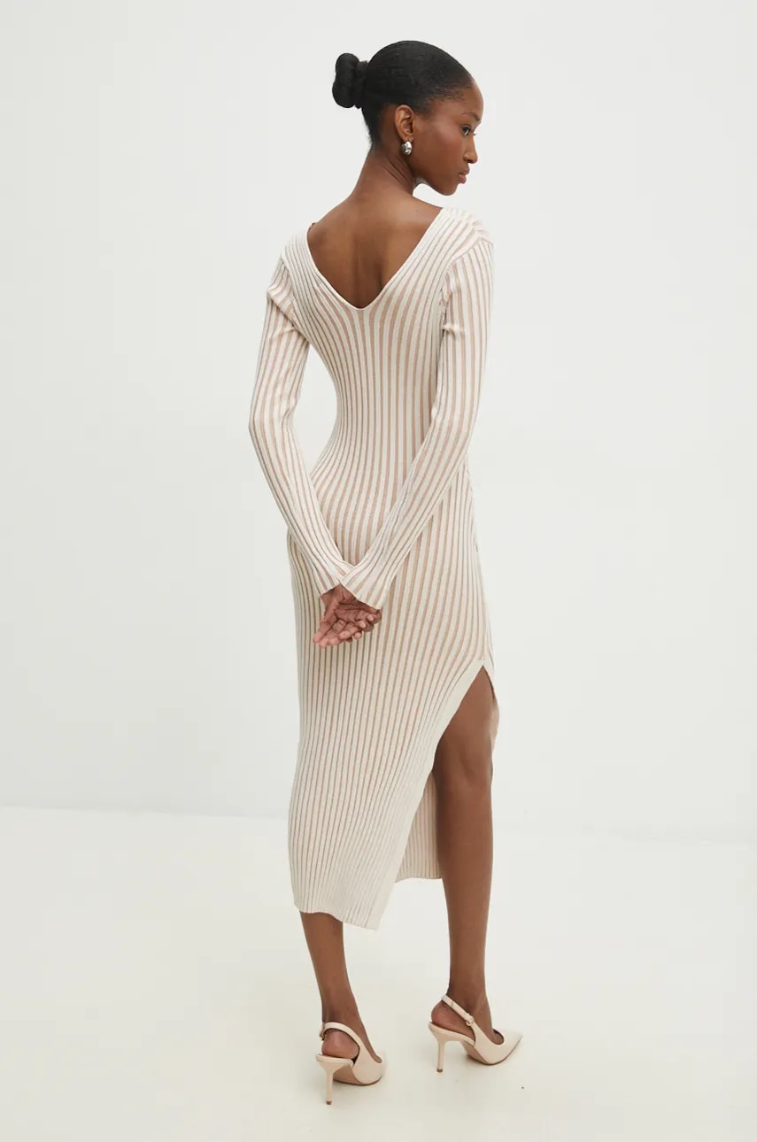 Answear Lab rochie culoarea bej, midi, mulata Answear Lab rochie culoarea bej, midi, mulata