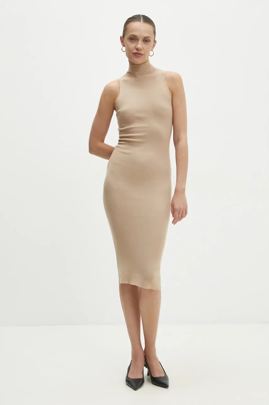 Answear Lab rochie culoarea maro, mini, mulata Answear Lab rochie culoarea maro, mini, mulata