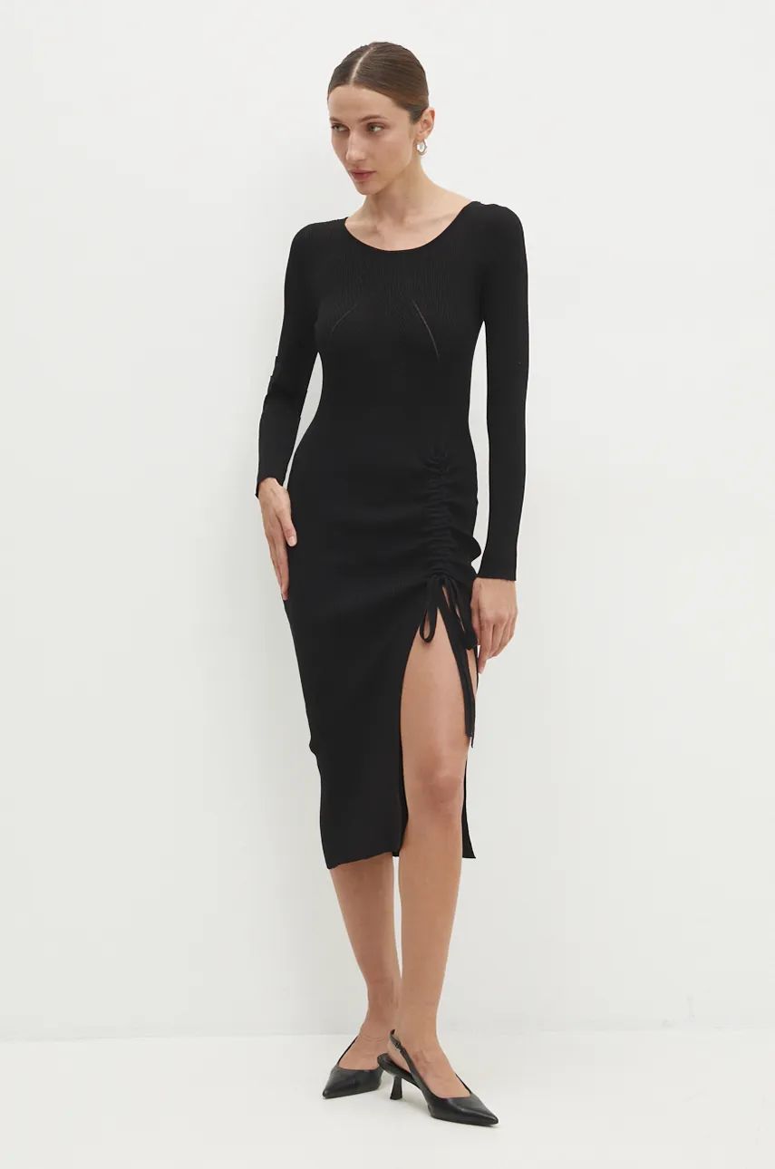 Answear Lab rochie culoarea negru, midi, mulată
