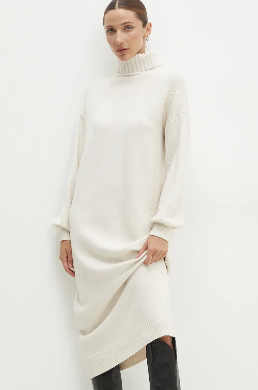 Сукня Answear Lab колір бежевий midi oversize
