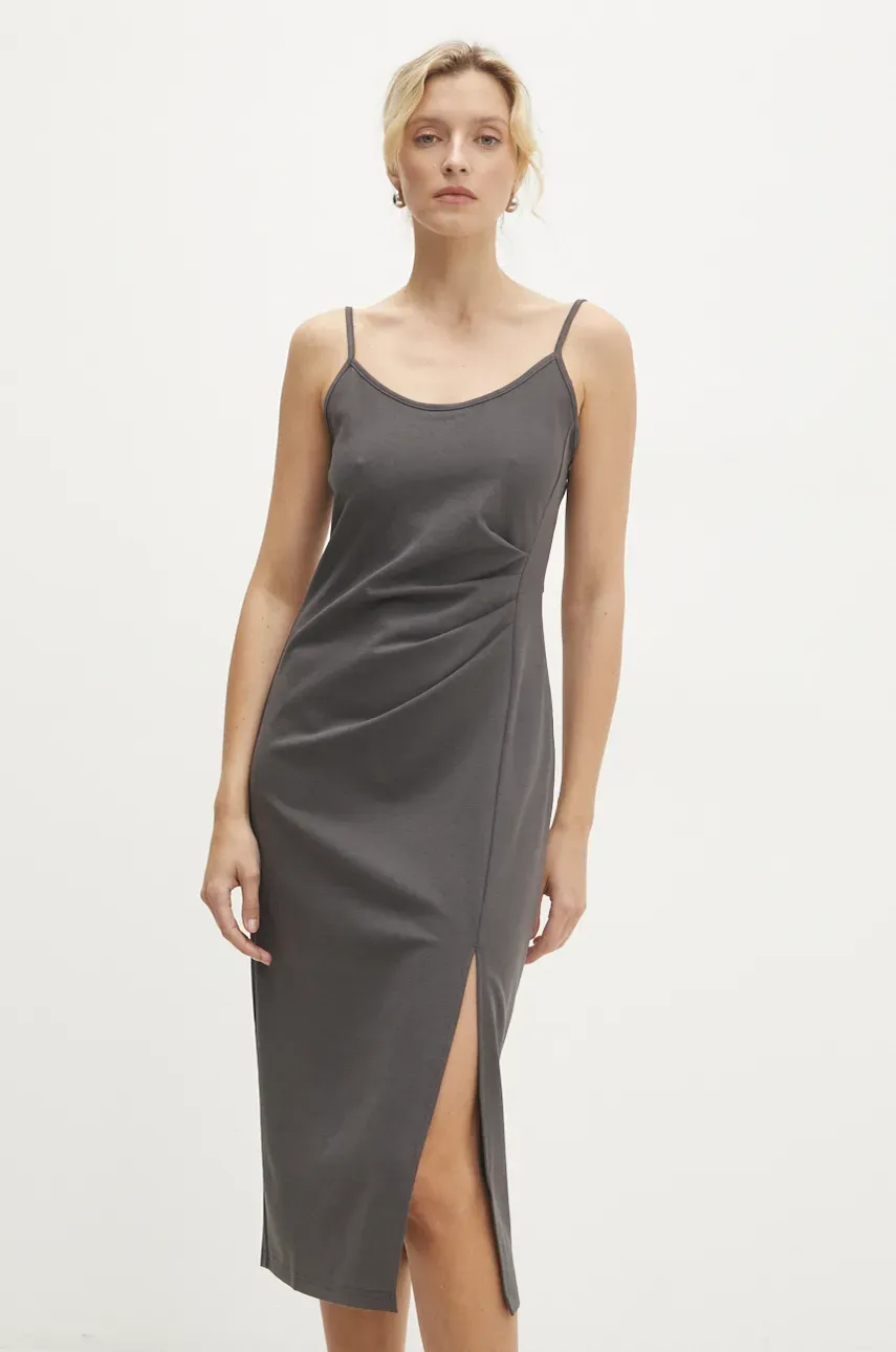 Answear Lab rochie culoarea gri, midi, mulată