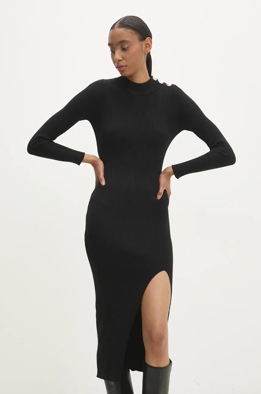 Answear Lab rochie culoarea negru, midi, mulată - 0 | YEO