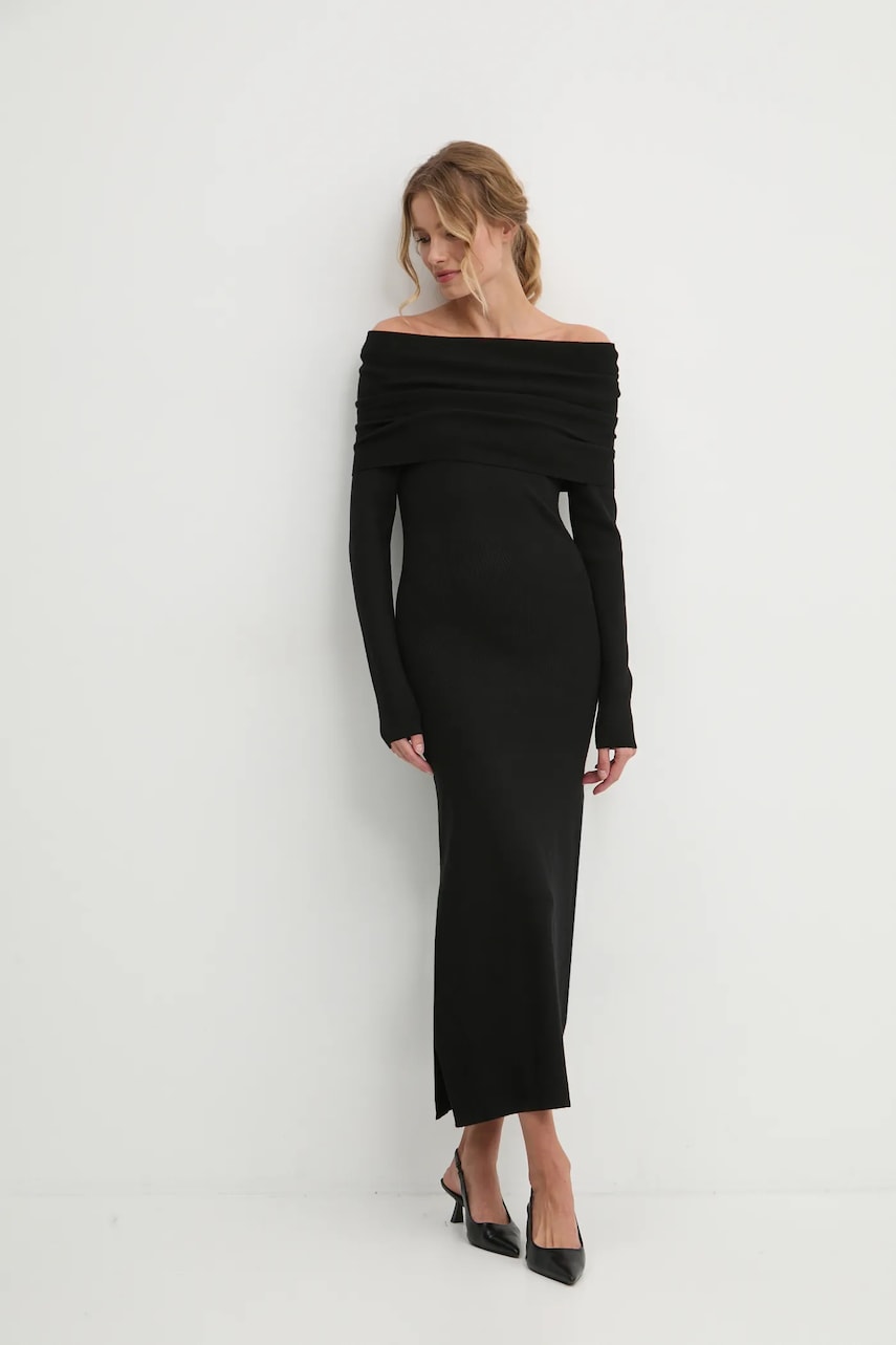 Платье Answear Lab цвет чёрный maxi расклешённая Платье Answear Lab цвет чёрный maxi расклешённая