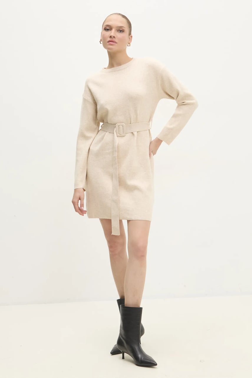 Answear Lab rochie din lână culoarea bej, mini, dreaptă