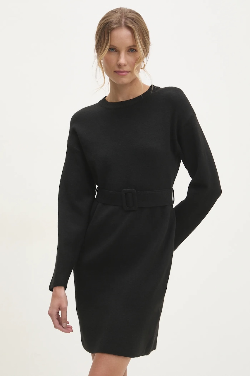 Answear Lab rochie din lână culoarea negru, mini, dreaptă