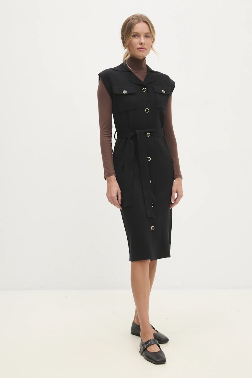 Answear Lab rochie din amestec de lana culoarea negru, mini, drept Answear Lab rochie din amestec de lana culoarea negru, mini, drept