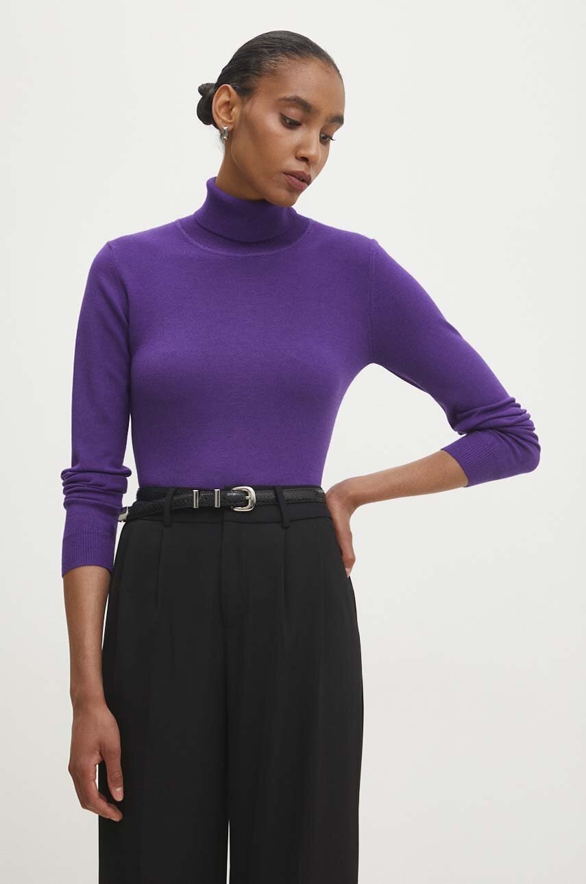 Answear Lab pulover de cașmir culoarea violet, light, cu guler