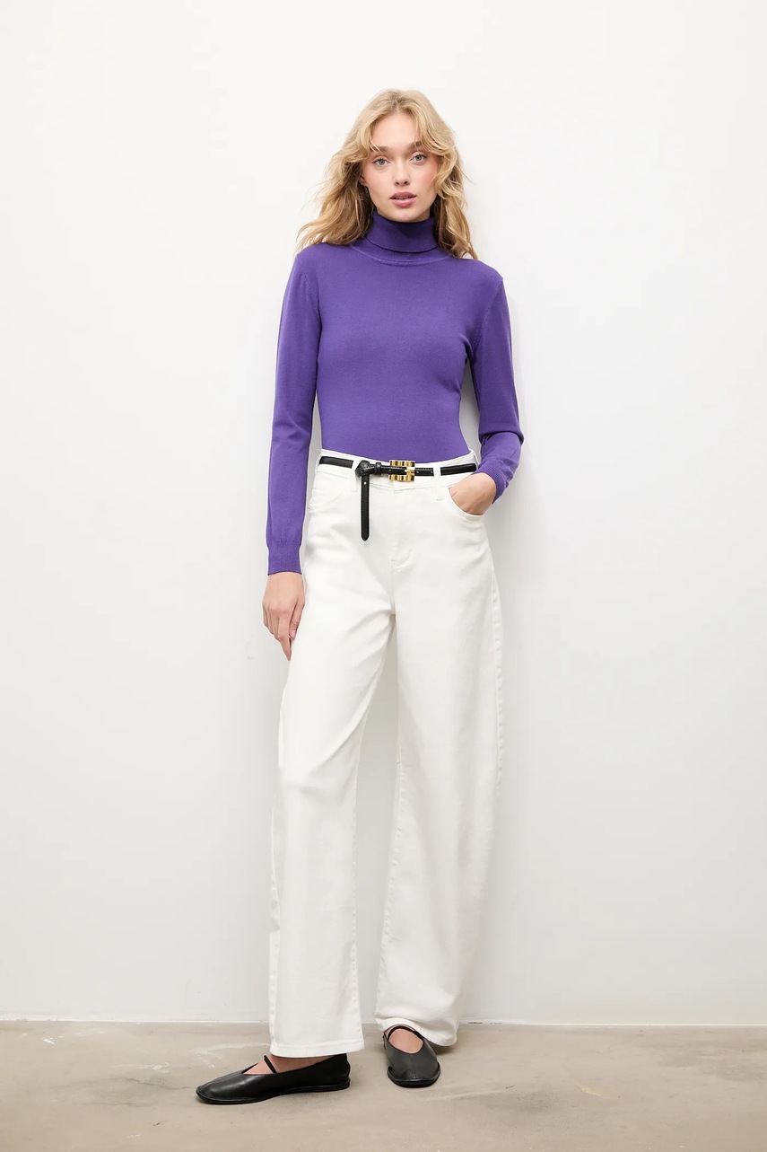 Свитер с кашемиром Answear.LAB цвет фиолетовый лёгкий с гольфом