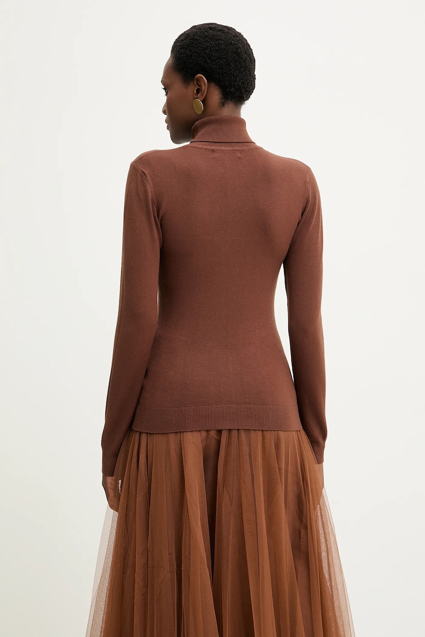 Answear Lab sweter z kaszmirem kolor brązowy lekki z golfem