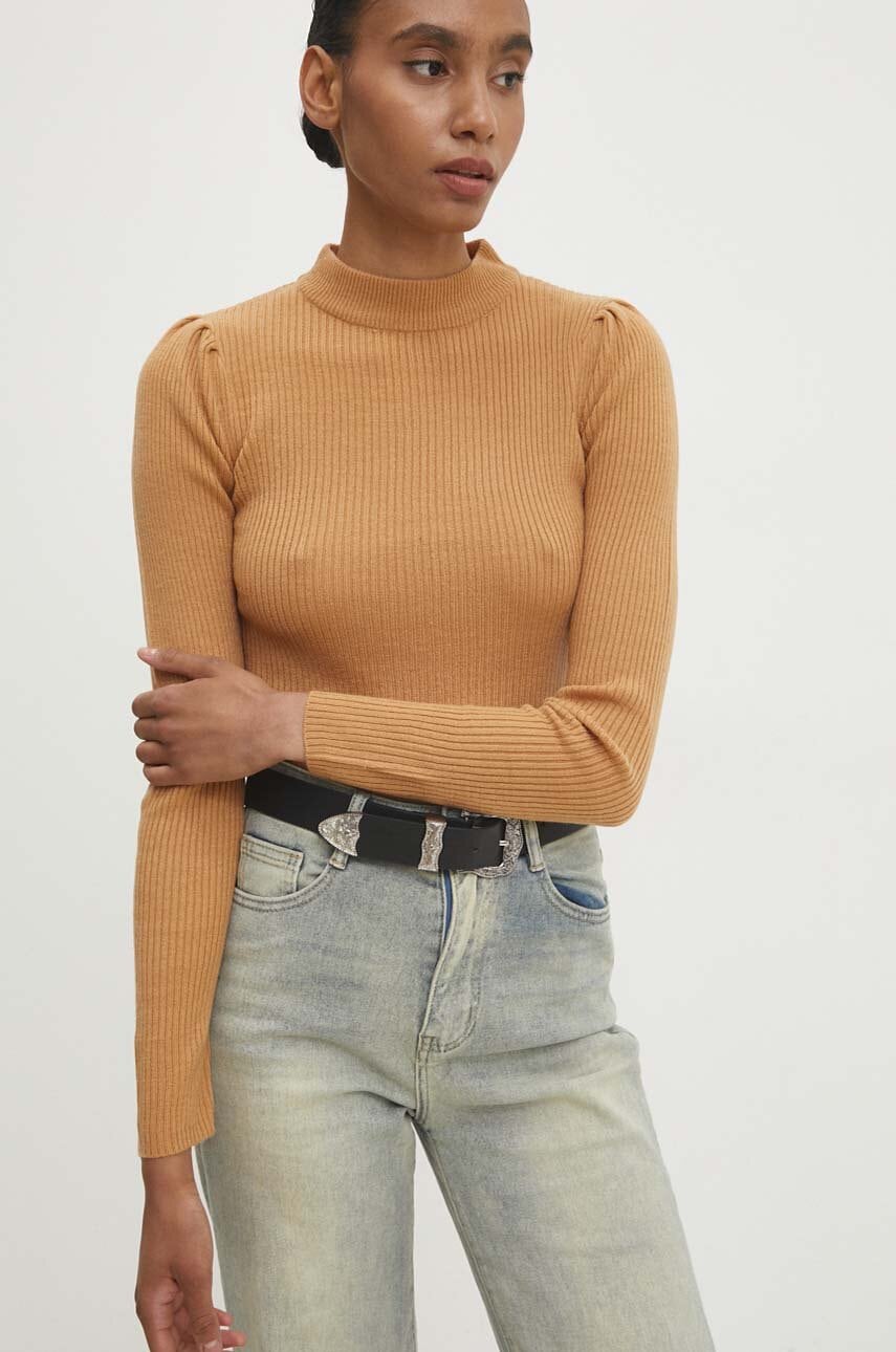 Answear Lab pulover femei, culoarea maro, light, cu turtleneck