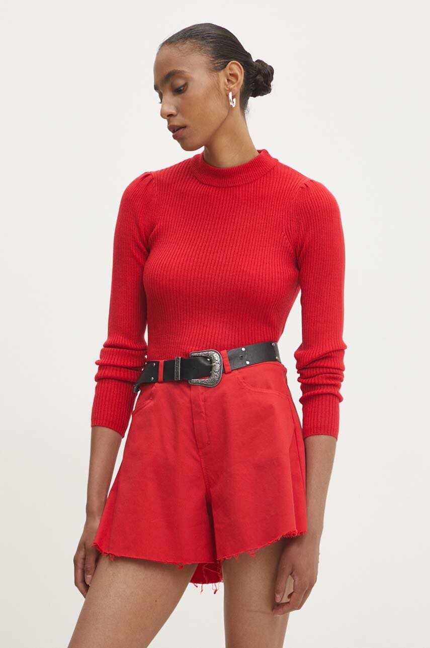Answear Lab pulover femei, culoarea rosu, cu turtleneck