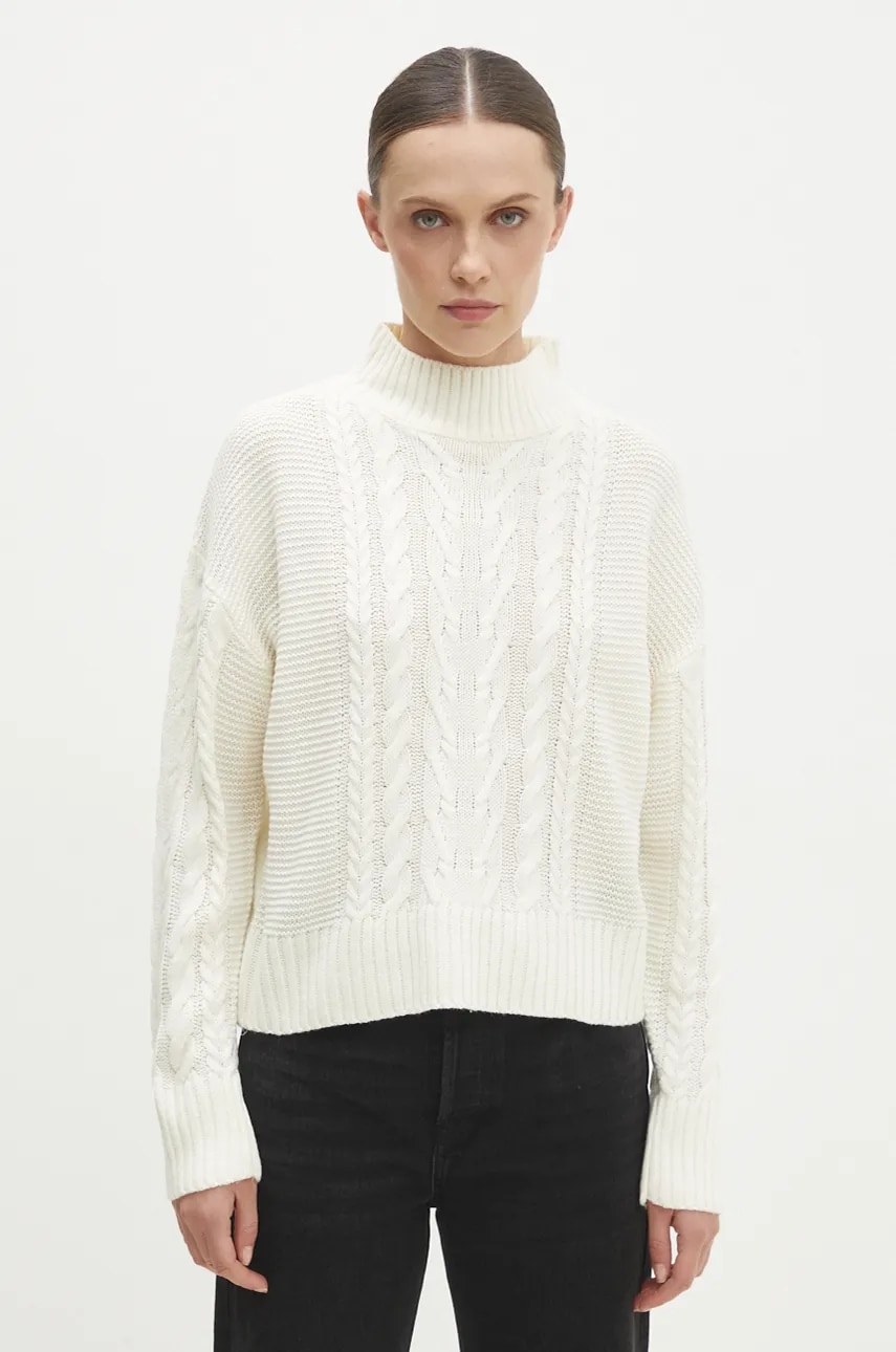 Answear Lab pulover femei, culoarea alb, light, cu turtleneck Answear Lab pulover femei, culoarea alb, light, cu turtleneck