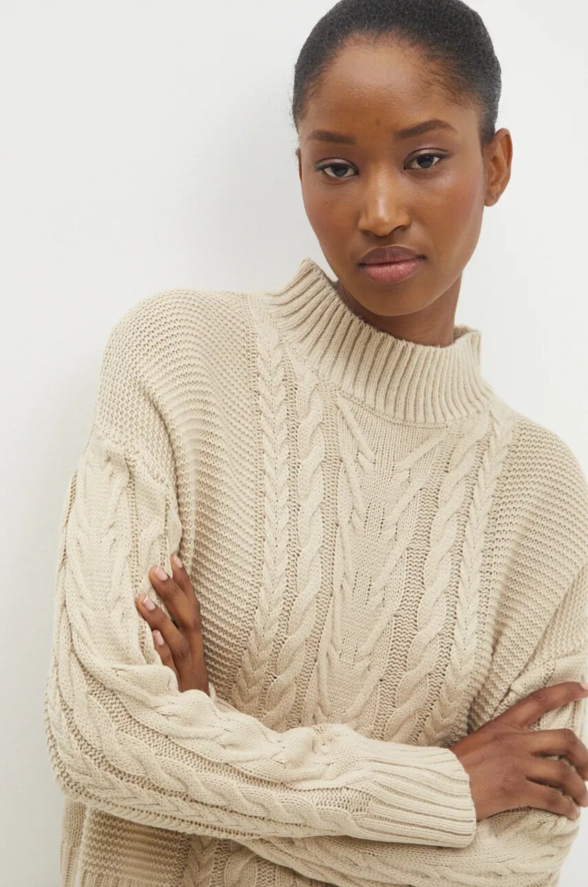 Answear Lab pulover femei, culoarea bej, cu turtleneck Answear Lab pulover femei, culoarea bej, cu turtleneck