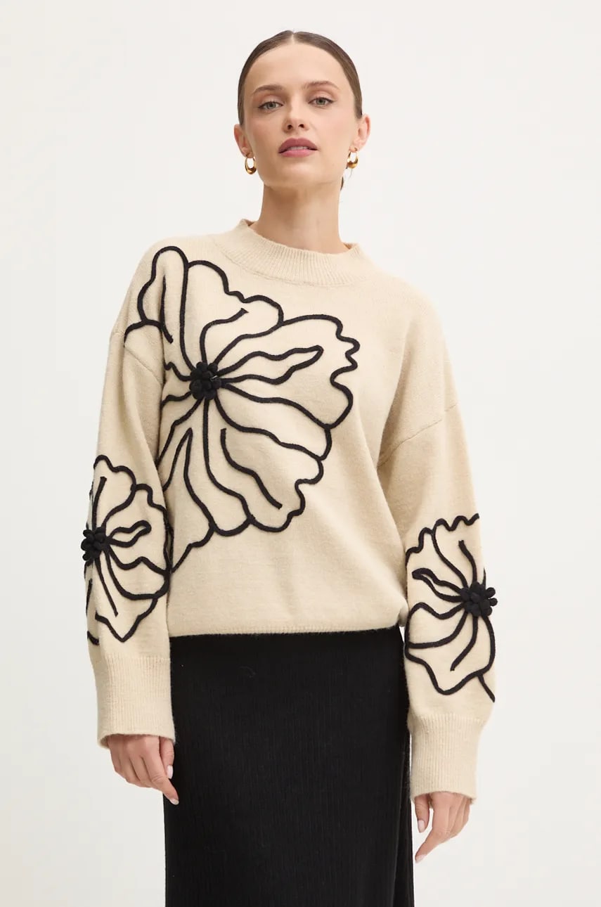 Answear Lab pulover femei, culoarea bej, cu turtleneck Answear Lab pulover femei, culoarea bej, cu turtleneck