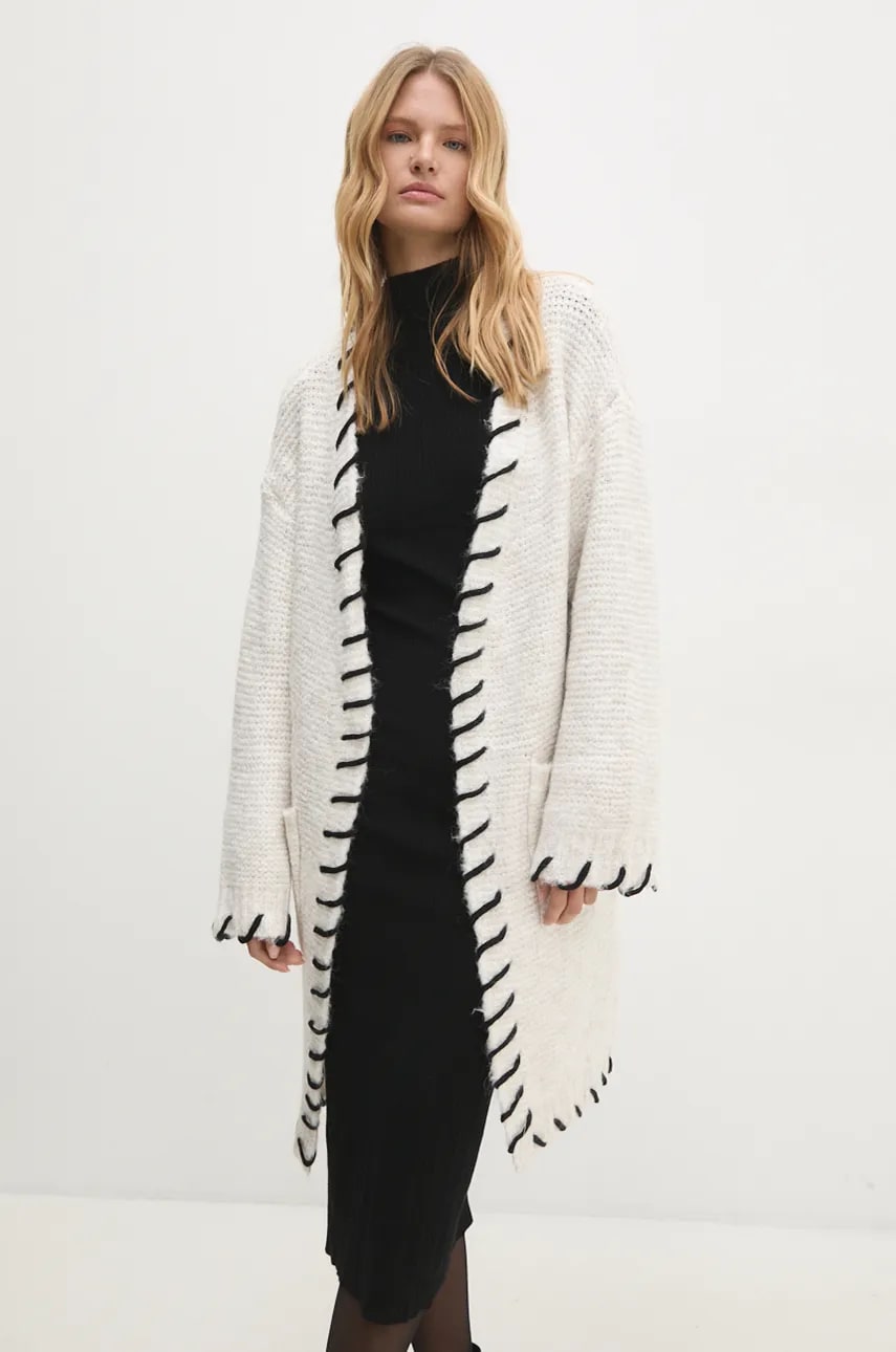 Answear Lab cardigan de lana culoarea gri